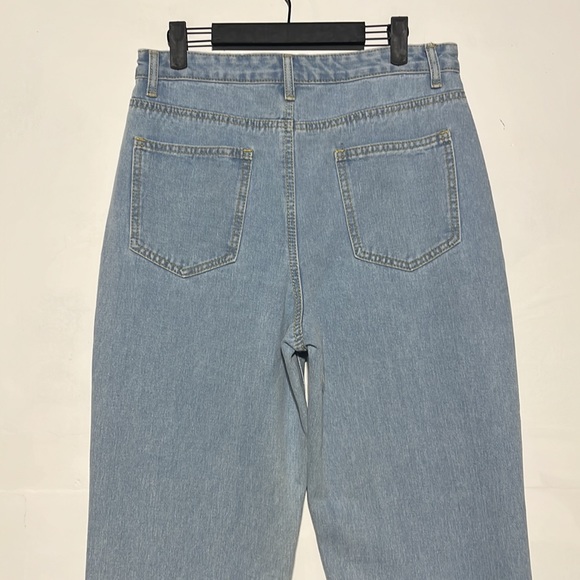 NEW Boohoo Light Blue High Waist Split Hem Denim Jeans Size 8 - Picture 11 of 12